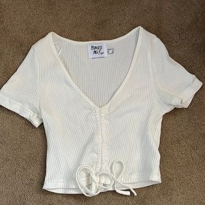 princess polly white cropped tee with drawstrings